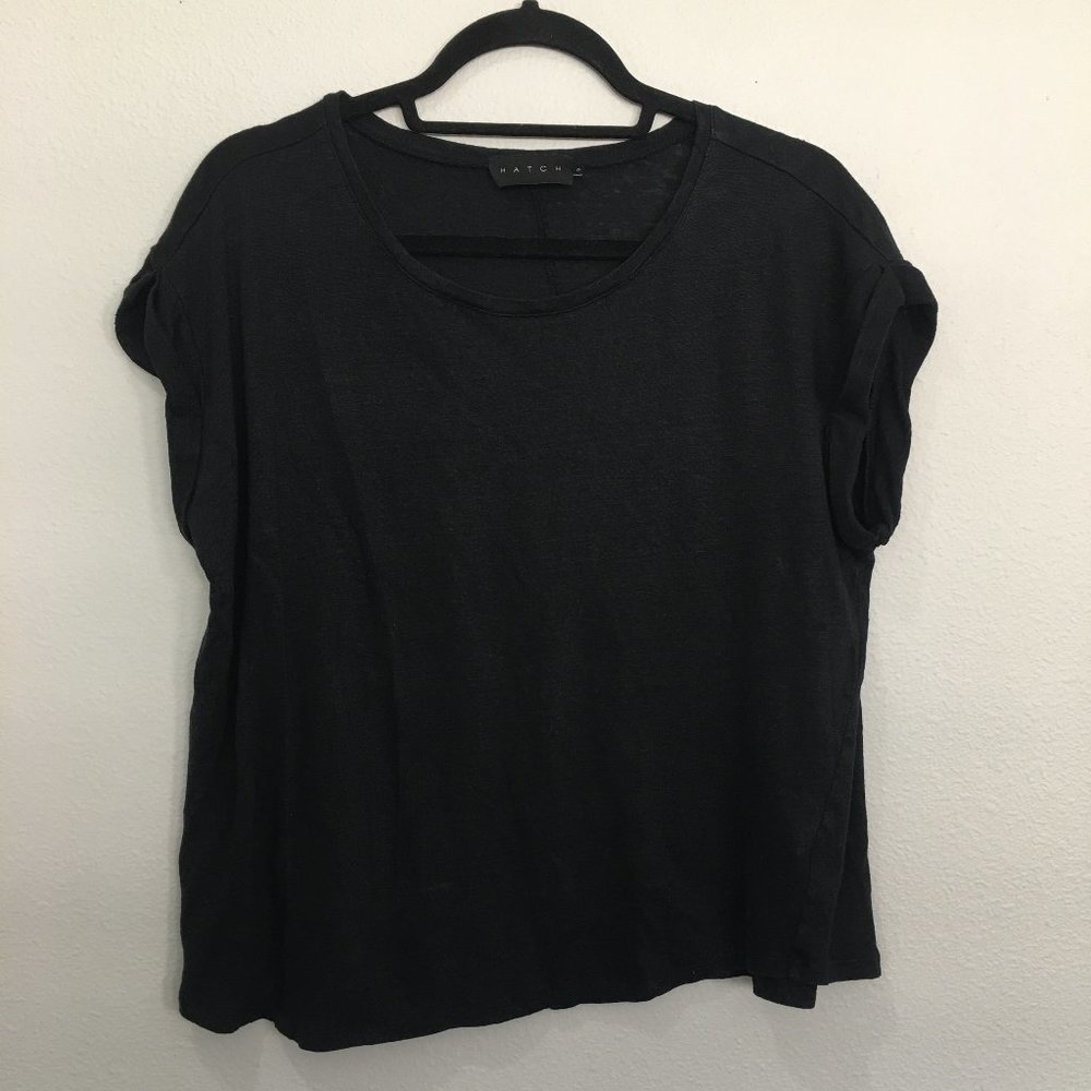 Hatch black tee with folded cap sleeves